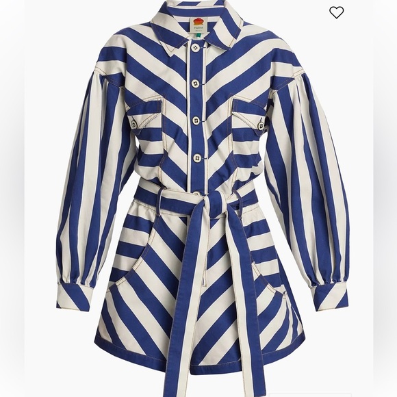 New! Farm rio Large blue combo striped long sleeve romper. - Picture 4 of 14